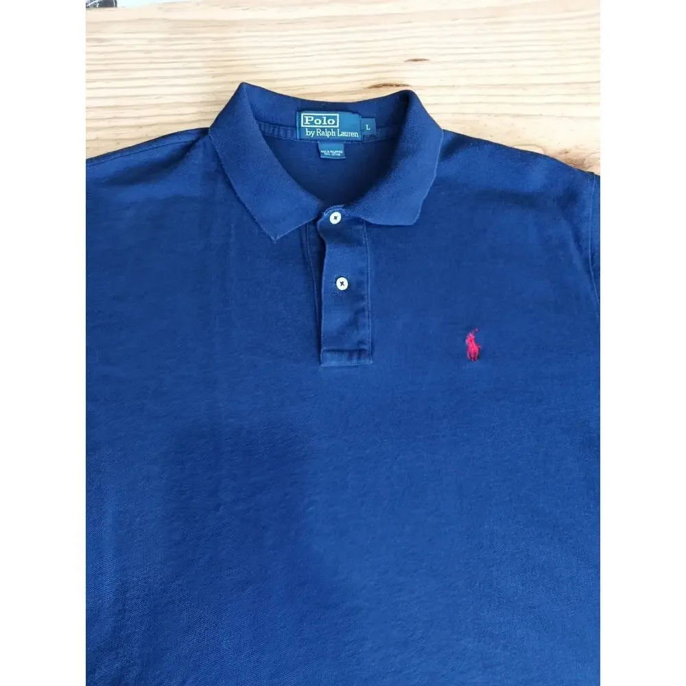 Vintage Polo Ralph Lauren Polo T Shirt Rugby Blue 90s Men’s L Size Red Pony